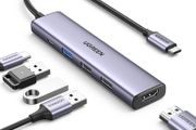 C Hub, Revodok 5-in-1 USB Hub for Laptops, 4K HDMI to USB-C Adapter, 100W PD, 3 USB-A Data Ports, Aluminum Compact Multiport Adapter for MacBook Air/Pro, HP, Dell, iPad, Galaxy Dex