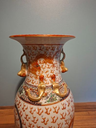 Chinese Dragon Vase Early 20th Century Republic Large 35cm