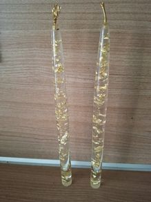Two Decorative Gold Candesticks 26cm High