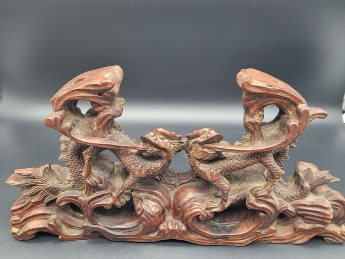 Chinese Qing Carved Dragon Incense Stand 19th Century