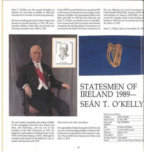 1988/89 Ireland The Irish Stamp Limited Edition Hardback Year Book. Contains all commemorative stamps from June 1988 to June 1989. Included 44 images of conents