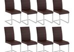 Set of 8 Dining Chairs, Faux Leather, High Back Swing Chair with Ergonomic Backrest
