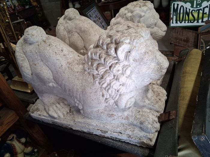 Large Pair cast stone Garden Lions