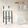 Set of 2 bar stools, boucle fabric bar chairs with curved backrest, footrest, 50x52.5x98cm, cream Image 3