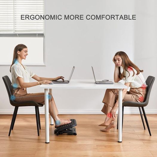 Adjustable Under Desk Footrest, Foot Rest for Under Desk at Work with Massage, Foot Stool with 3 Height Position & 30 Degree Tilt Angle Adjustment for Home, Office
