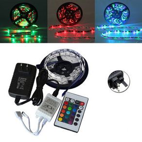 5M Wall Plug LED Strip Light 12V 3528 5 Meter Green Blue Red SMD Ribbon Ceiling Cabinet Light RGB