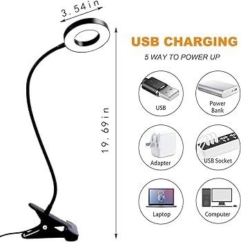 SALE | LED Clip Light, Desk Clamp Lamp 10 Dimmable Brightness 3 Light Modes, 360 Degree Flexible Gooseneck Clip Lamp for Reading, Painting, Craft, Studying