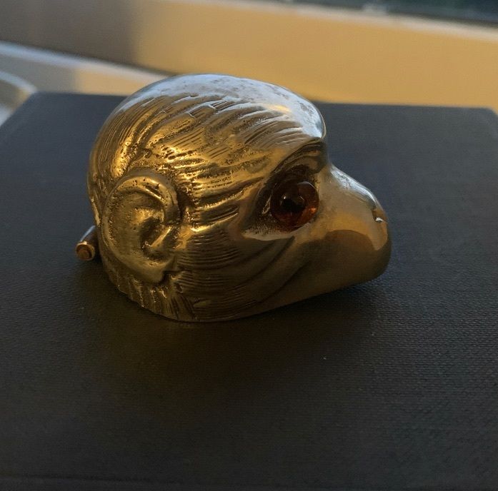 Victorian Silver  Monkey Head Inkwell