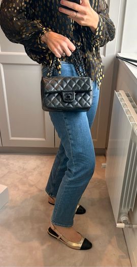 Rare all black C single flap bag.