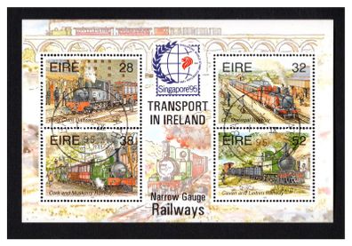 1995 Ireland Singapore '95 Stamp Exhibition on Railways (MS15) Commemorative Stamps Miniature Sheet Fine Used