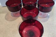 Lovely Set Of 5 Ruby Dessert Glasses