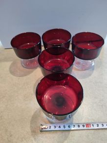 Lovely Set Of 5 Ruby Dessert Glasses