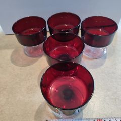 Lovely Set Of 5 Ruby Dessert Glasses