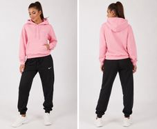 Nike Women's Pink Hoodie & Black Joggers Tracksuit Set | New Casual Sportswear | Ireland