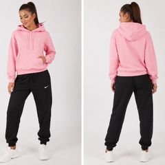 Nike Women's Pink Hoodie & Black Joggers Tracksuit Set | New Casual Sportswear | Ireland