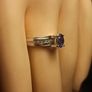 Rhodium Plated Silver Ring Natural Tanzanite & Zircon Ring Image 3