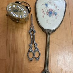 1. Antique Victorian Style Plated Grape Shears / Scissors 2. Antique Victorian hand mirror (broken) Open to offers