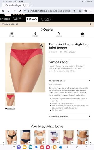 Fantasie Allegra - Underwired Side Support Bra 30F and Briefs S - Red - BNWT RRP 80
