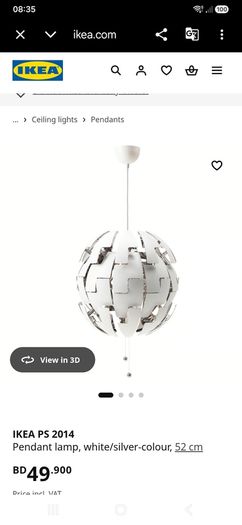 IKEA PS 2014Pendant lamp, white/copper-colour, 50 cm