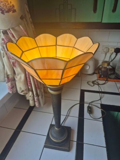 Table lamp Torchiere faux stained glass  uplighter Tablelamp