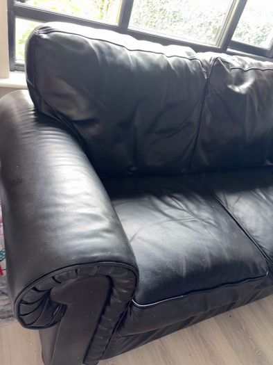 Real leather brown sofas