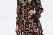 Brown  Long Sleeve Mini Dress, NEW LOOK
