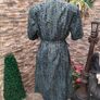 Vintage Shirt Dress Green and Navy Print Image 2