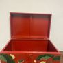 Large Chinese Style Red Lacquered Storage Chest, Hand Painted Design Image 3