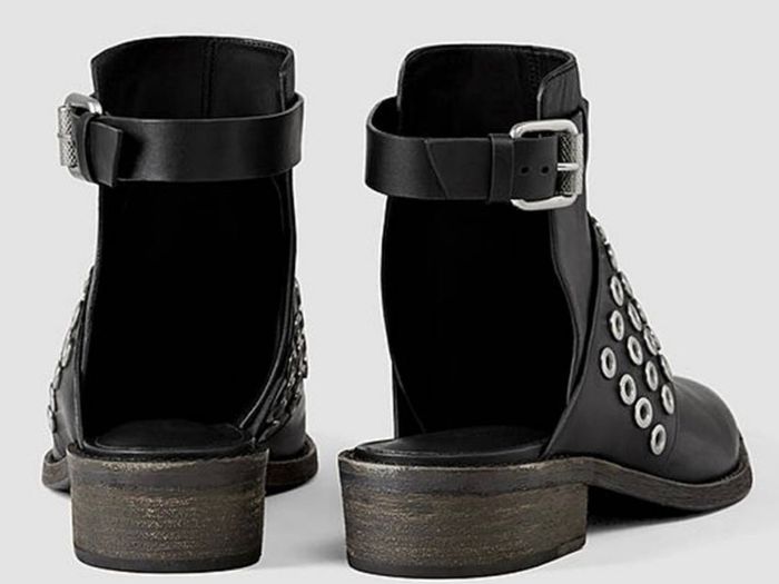 ALLSAINTS Black Leather Open Back Ankle Boots