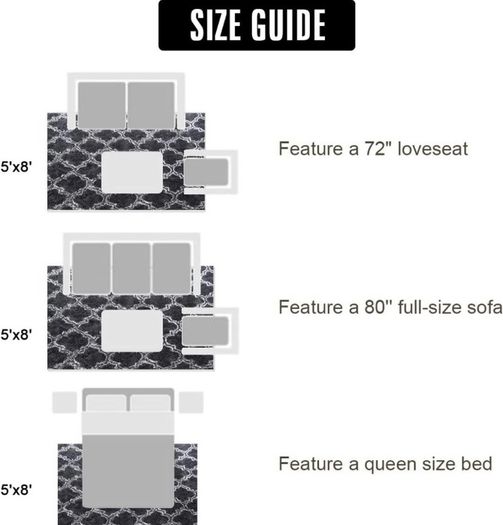 Luxury Velvet Shag Area Rug Modern Indoor Plush Fluffy Rugs, Extra Soft and Comfy Carpet, Geometric Moroccan Rugs for Bedroom Living Room Girls Kids Nursery, 5x8 Feet Dark Grey/White MULTIPLE COLOURS AVAILABLE (FREE POSTAGE)