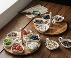 Assorted Snack Dish Porcelain Ceramic Serving Tray Dip Bowl Appetizer Condiment