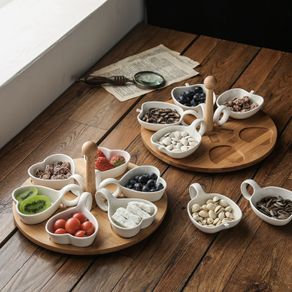 Assorted Snack Dish Porcelain Ceramic Serving Tray Dip Bowl Appetizer Condiment