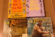 2 x Milly Molly Mandy Books+ Raiders of the lost Ark + Temple of Doom