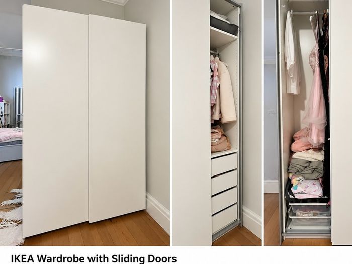 IKEA White Wardrobe with Sliding Doors