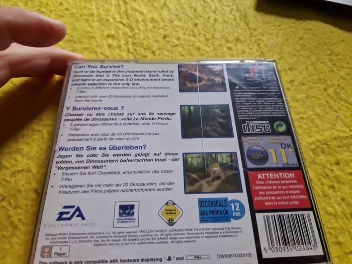 The Lost World Jurassic Park PlayStation1 Ps1 PlayStation2 Ps2 Games Original