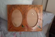 vintage wooden double photo frame