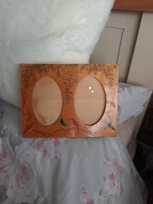vintage wooden double photo frame