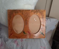 vintage wooden double photo frame