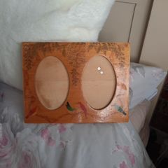 vintage wooden double photo frame