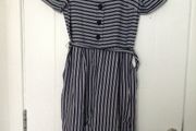 Oasis jumpsuit size 14, navy and whit stripes