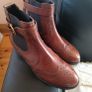 Carvela Kurt Geiger tan chelsea brogue ankle 100 leather boots straps 5 Image 5