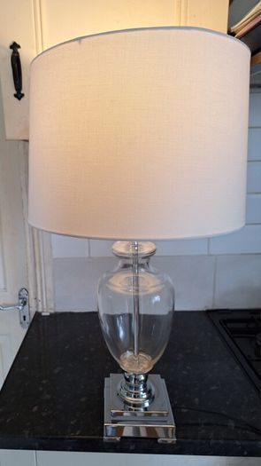Beautiful large chrome and glass table lamp