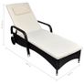 Sun Lounger with Wheels Poly Rattan Black Image 4