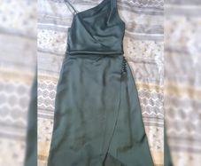Reiss Size 6 Emerald Green Satin Midi Cowl Neck Dress