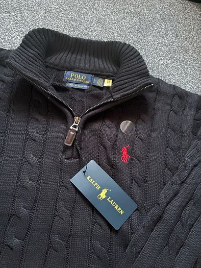 Black Ralph Lauren Cable Knit Quarter Zip