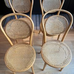 Set of 4 vintage Thonet bentwood cane bistro chairs