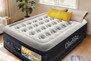 Inflatable Mattress, Air Bed, Double Airbed with Built in Pump, Blow Up Mattress, Folding Guest Bed Self Inflating with Flocked Surface for Camping and Home Use, 190cm x 140cm x 46cm (Black)