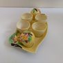 Delightful Rare and Complete Carlton Ware Saladware Egg Cup Cruet Set in the Embossed Apple Blossom Pattern, Yellow Colourway, Circa 1938 Image 4