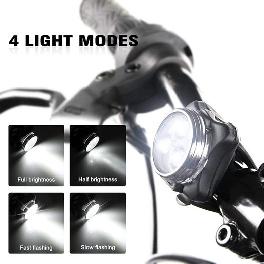 Rechargeable LED Bike Lights Set - Headlight Taillight Combinations LED Bicycle Light Set (650mah Lithium Battery, 4 Light Mode Options, 2 USB cables)