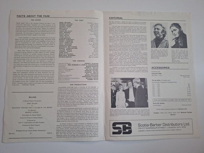 1970 Quackser Fortune Has A Cousin In The Bronx Press Kit/Pressbook Gene Wilder